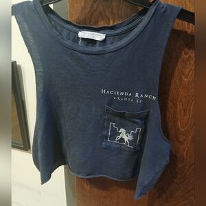 SPELL 'HACIENDA RANCH' black cut off crop tank top